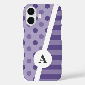 Ultra-Violet-Polka-Dot und Stripmuster iPhone 16 Hülle