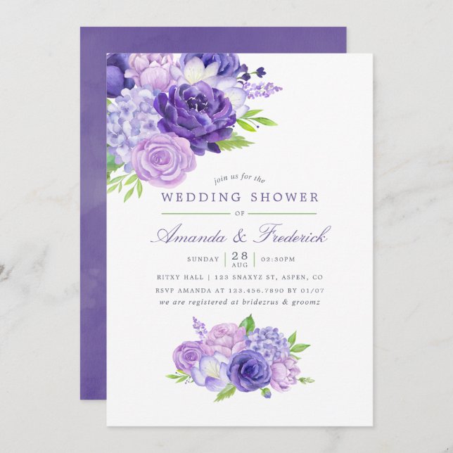 Ultra-Violet-Polterabend Einladung (Vorne/Hinten)