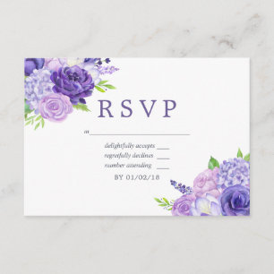 Ultra-Violet-Thema Blumenhochzeit RSVP Karte