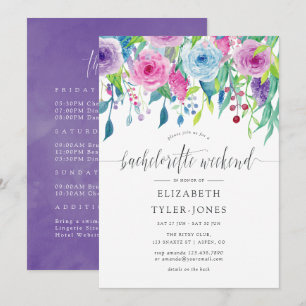 Ultra-Violet-Thema Floral Bachelorette Wochenende Einladung