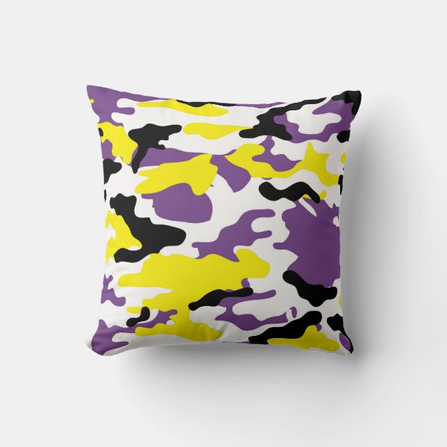 Ultra-Violet und Golden Yellow Camouflage Kissen K (Vorderseite)