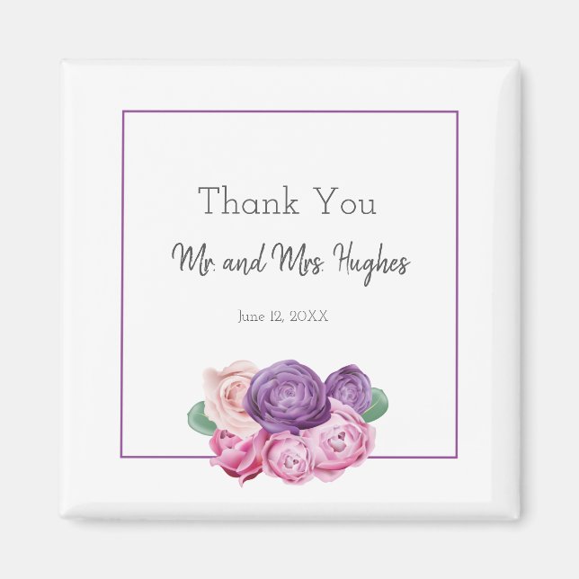 Ultra violet und rosa Roses Hochzeit danke Magnet (Vorne)