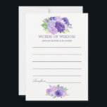Ultra Violet Wasserfarbe Blumenbridal Mama Beratun Hinweiskarte<br><div class="desc">Aquarellfarbene,  blumengeschmückte Brautparty-Wörter von Weisheitskarten,  die die Farbe des Jahres 2018 Ultraviolett mit kompatiblen Farbtönen von lila. Zu den Blume zählen Hydrangea,  Lavendel,  Pfannenbäume und Rose.</div>
