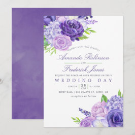 Ultra-Violet-Wasserfarben-Hochzeit - Einladung