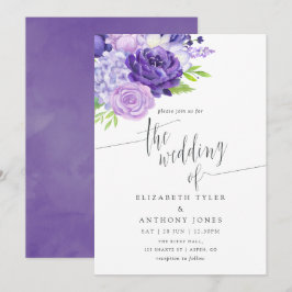 Ultra-Violet-Wasserfarben-Hochzeit - Einladung