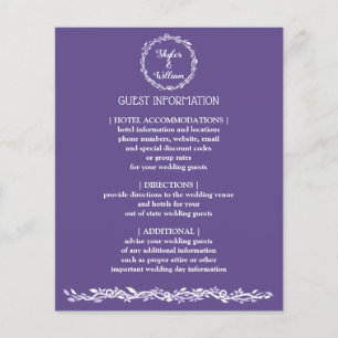 Ultra Violet Wedding einfache Gästeinformationen Flyer