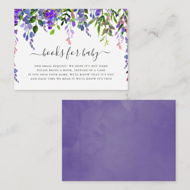 Ultra Violett Aquarellfarben - Blumenbücher für Ba Begleitkarte (Vorne/Hinten)