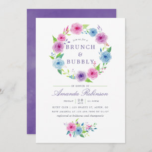 Ultra-Violett-Blumenbrunch und Bubbly Einladung