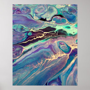 Ultra Violett Fluid-Marmor-Acryl-Kunst Abstrakt Poster