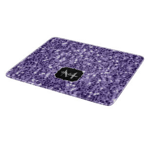 Ultra violett lila Glitter funkelt Monogramm Schneidebrett