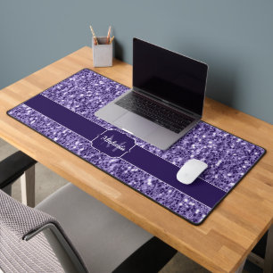 Ultra violett lila Glitter Funken Monogramm Schreibtischunterlage