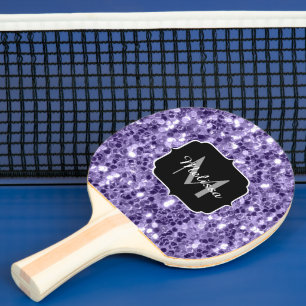 Ultra violett lila Glitter Funken Monogramm Tischtennis Schläger