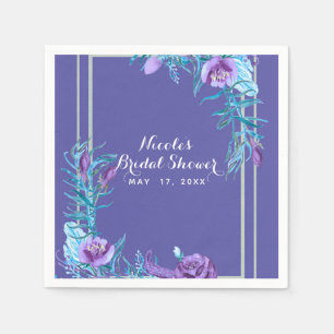 Ultra Violett Lila & Türkis Floral Chic Serviette