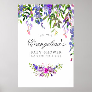 Ultra Violett Wasserfarbe Shower Begrüßungsplakat Poster