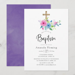 Ultra Violette Aquarell-Blumentaufe Einladung