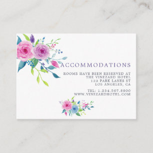 Ultra-Violette-Aquarell-Hochzeitsunterkünfte Begleitkarte