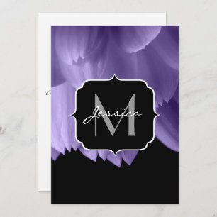 Ultra violette Blume Blätter schwarz Monogramm Ein Einladung