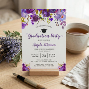 Ultra Violette Blumen-Abschlussfeier Einladung