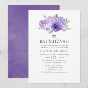 Ultra Violette Floral Bat Mitzvah Einladung