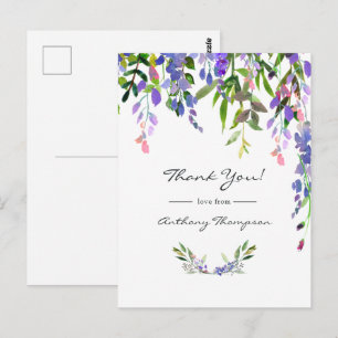 Ultra Violette Hochzeits-Wasserfarben-Blumen Postkarte