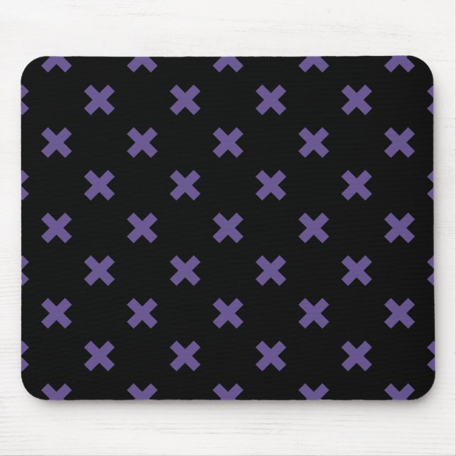 Ultra violette Kreuzstiche auf schwarz Mousepad (Vorne)