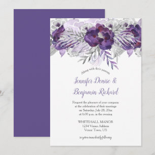 Ultra Violette Lavendelgraue Florale Hochzeits-Ein Einladung