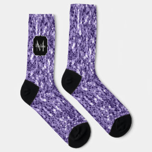 Ultra-violette lila-Glitzer-Glitzern Monogramm Socken