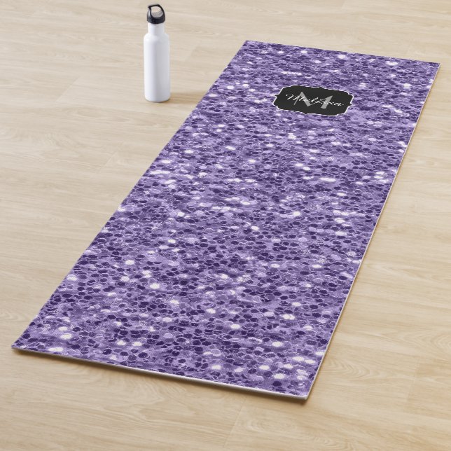 Ultra-violette lila-Glitzer-Glitzern Monogramm Yogamatte (Beispiel)