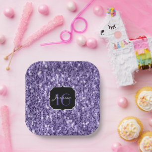 Ultra-violette lila Glitzer-Glitzern Süß 16 Pappteller