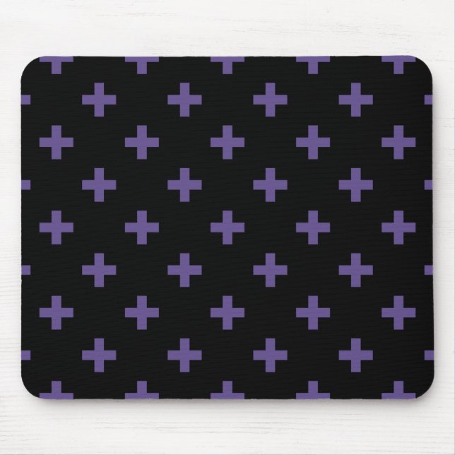 Ultra violette Polka kreuzt schwarz Mousepad (Vorne)
