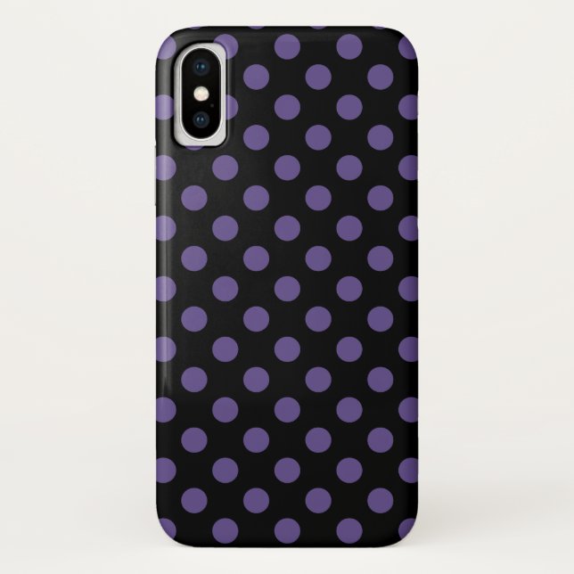 Ultra violette Polka Punkte auf schwarz Case-Mate iPhone Hülle (Rückseite)
