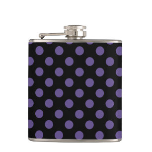 Ultra violette Polka Punkte auf schwarz Flachmann