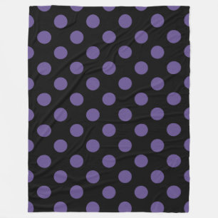 Ultra violette Polka Punkte auf schwarz Fleecedecke