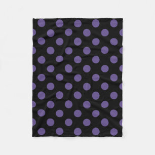 Ultra violette Polka Punkte auf schwarz Fleecedecke