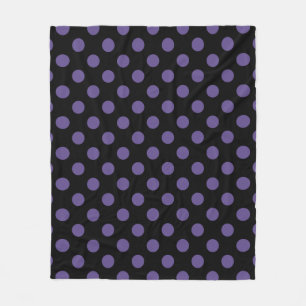 Ultra violette Polka Punkte auf schwarz Fleecedecke