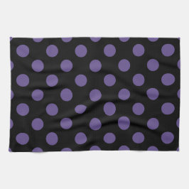 Ultra violette Polka Punkte auf schwarz Geschirrtuch