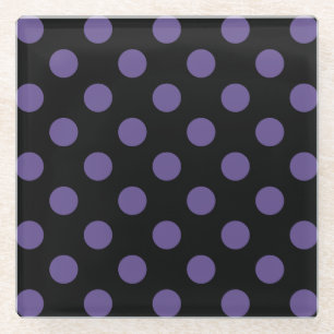 Ultra violette Polka Punkte auf schwarz Glasuntersetzer