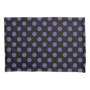 Ultra violette Polka Punkte auf schwarz Kissenbezug