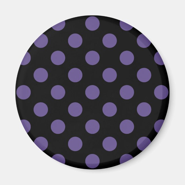 Ultra violette Polka Punkte auf schwarz Magnet (Vorne)