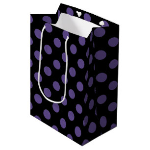 Ultra violette Polka Punkte auf schwarz Mittlere Geschenktüte