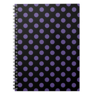 Ultra violette Polka Punkte auf schwarz Notizblock