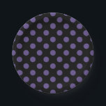 Ultra violette Polka Punkte auf schwarz Pappteller<br><div class="desc">Pantone's Farbe des Jahres für 2018 ist ultraviolett.</div>