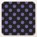 Ultra violette Polka Punkte auf schwarz Rechteckiger Pappuntersetzer<br><div class="desc">Pantone's Farbe des Jahres für 2018 ist ultraviolett.</div>