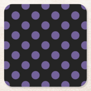 Ultra violette Polka Punkte auf schwarz Rechteckiger Pappuntersetzer