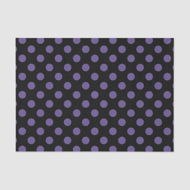 Ultra violette Polka Punkte auf schwarz Seidenpapier (Vorderseite)