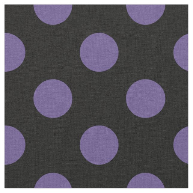 Ultra violette Polka Punkte auf schwarz Stoff (Nahaufnahme)