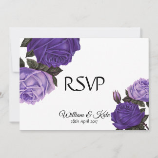 Ultra violette Rosen doppelseitige Hochzeits-RSVP Einladung