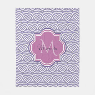Ultra-violette Scallops Orchid Monogram Name Fleecedecke