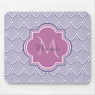 Ultra-violette Scallops Orchid Monogram Name Mousepad
