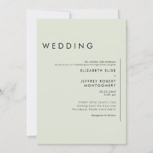 Ultra-zeitgenössische Salbei-Hochzeit  Einladung